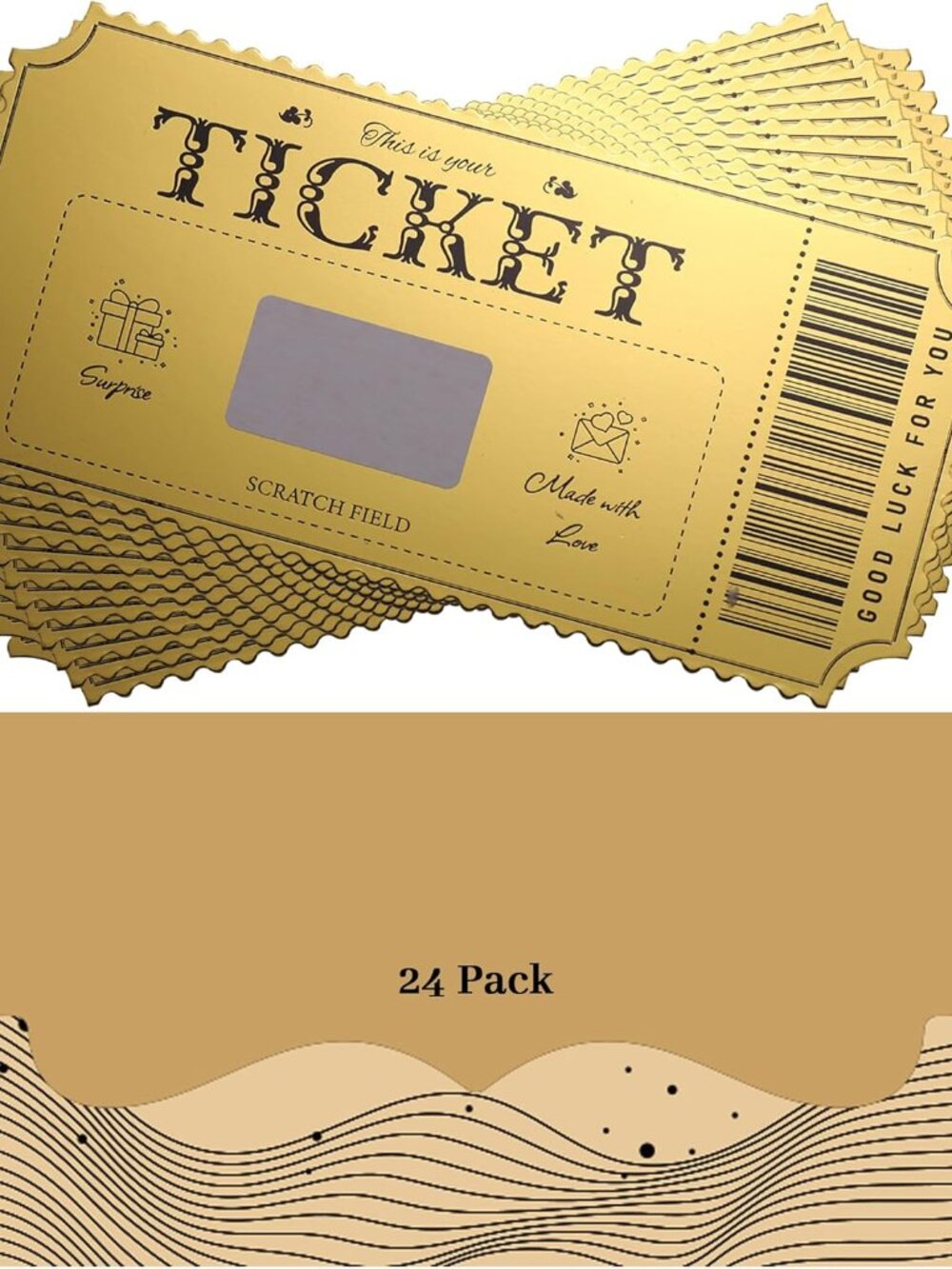 TIEFOSSI Premium Surprise Scratch Card, Gold Gift Card, 24 Pack